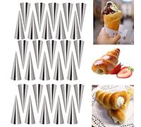 Joyeee Lot de 30 moules antiadhésifs en forme de corne de crème - Grande taille 12.7 cm En acier inoxydable Pour la cuisine, la pâtisserie danoise - Rouleau de crème, rouleau de croissant