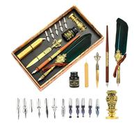 Joyeee Plume d'oie calligraphie, avec Stylos Plume de Calligraphie en Bois, coupe papier, Antique Cire à Cacheter, Plumes pour Porte Plume, Quill Pen Feather Pen Encre Set