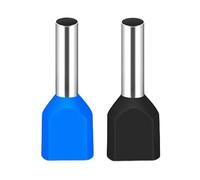 JOYELEC 130 pièces 2 x 0,75 mm² Bleu et noir à sertir cosses électriques, contenant des bornes électriques, embouts de câble jumelles, adaptées pour circuit domestique industriel