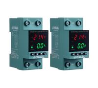 JOYELEC Lot de 2 protections de surtensions, dispositif réglable sous-tension, stabilisateur de tension CA 230 V 63 A 2P, réinitialisation automatique, protection contre les surintensités, avec