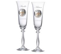 JOYERÍA EL FARO Flûtes 50e anniversaire mariage personnalisées | Cristal de Bohême haute résistance, Coffret premium inclus