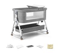 Joyeuse Planet - Lit Berceau Cododo Bebe, Dormir Ensemble en Toute Sécurité, Matelas en Fibre Coco, Table à Langer, Facile à Assembler et à Plier, Lit d'enfant Portable pour Nouveau-né (Blanc)