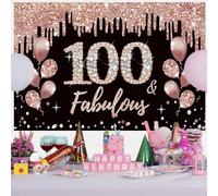 Joyeux 100 ans Anniversaire Bannière, Décoration de Fête d'anniversaire de 100 ans Bannière de Logo de Porche, Banderoles pour Fêtes Anniversaire de la Femme, Signe de Bienvenue Fête d'anniversaire