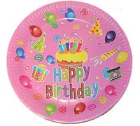 Joyeux anniversaire Assiette en papier rose, 10 pcs.