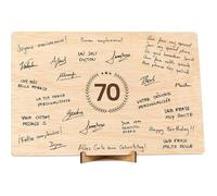 Joyeux anniversaire Carte 70 ans Bois, cadeau original et mariage numéro 70 livre or alternatif en 70 OBJET DECORATIF