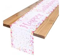 Joyeux Anniversaire Chemin de Table, Chemin de Table d'anniversaire avec Confettis, Happy Birthday ChemindeTable pour Femme - Rose, 33 × 183 cm (Rose)