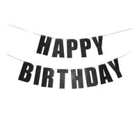 Joyeux Anniversaire Guirlande Noir Pailleté - GREATRIL Halloween Happy Birthday Guirlande Anniversaire Banderole pour Noir Or Anniversaire Masculine Fête