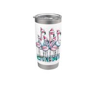 Joyeux Noël Flamant Rose Tropical Exotique Bonnet de Noël Gobelet isotherme en acier inoxydable double paroi