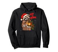Joyeux Raton Laveur de Noël espiègle dans Le Chapeau du Père Sweat à Capuche
