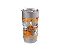 Joyeux Thanksgiving et oui, c'est mon anniversaire, Turkey Pilgrim Gobelet isotherme en acier inoxydable double paroi