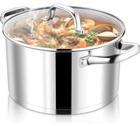 Joyfair 20cm inox casserole avec couvercle en verre 3,3L induction cuisinière marmite à soupe