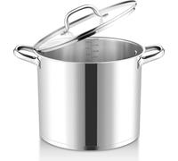 Joyfair Casserole 11,4L en acier inoxydable Couvercle en verre Induction Cuisinière Marmite à pâtes Lavable au lave-vaisselle