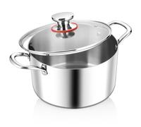 Joyfair Marmite, 20cm Premium Marmite à pâtes en acier inoxydable à 3 couches avec couvercle en verre, 3,3L Marmite à induction Marmite à soupe pour cuire/faire frire/soupes
