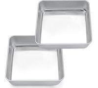 Joyfair Moule à Gâteau Carré Acier Inoxydable Set de Moules à Gâteaux 21x21x5cm - Santé Lavable au Lave-Vaisselle
