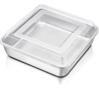 Joyfair Moule à gâteaux en acier inoxydable avec couvercle 24x24x5cm Moule à pâtisserie carré