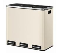 ochama SONGMICS HOME Poubelle de cuisine avec pédale à 3 compartiments beige - 3 x 18 L