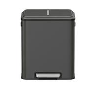 JOYFURNOS Poubelle de cuisine à 2 compartiments avec couvercle à fermeture douce, poubelle de recyclage en acier avec seaux intérieurs et pédale large, noir
