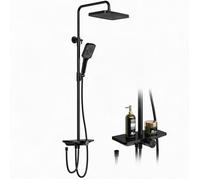 JoyGarden Colonne de douche pluie XXL 30x20 5 cm sans robinetterie système complet avec pommeau carré 3 jets et support Round tube