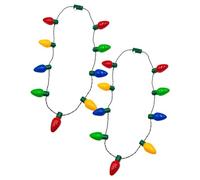 Joygoodta 2 pièces colliers lumineux coloré 9 ampoules LED collier de noël avec 3 modes de flash décorations noël pour fournitures fête accessoires