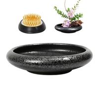 Joygoodta Bol Ikebana, Support d'arrangement Floral, Vase Japonais Ikebana en céramique avec Grenouille à Fleurs, Large Ouverture pour décoration intérieure, décoration d'intérieur