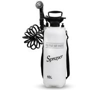 Joygoodta Douche de Camping Portable 10 L, Sac de Douche extérieur avec Pistolet pulvérisateur 10 Fonctions et Tuyau 300 cm pour Le Camping, Le Jardinage et Le Lavage Voiture, Blanc