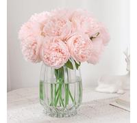 JOYHAZE Lot de 8 pivoines artificielles (sans vase) en soie à tige unique pour mariage, maison, bureau, fête, décoration de fenêtre, centres de table, arrangements floraux à faire soi-même (rose