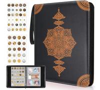 JoyHood Album de collection de pièces de monnaie - 400 pochettes pour pièces de monnaie + 15 poches pour billets, organiseur de pièces de monnaie pour pièces de 20/25/27/30/38 mm