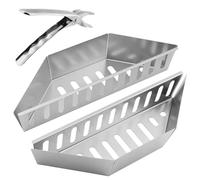 JOYIAL Lot de 2 paniers à charbon en acier inoxydable, plateau à charbon, pour griller, bouilloires lourdes, accessoires pour briquette, bois, copeaux