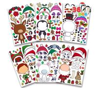 JOYIN 36 pièces Faire la grimace Feuilles d'autocollants Créez vos propres personnages de Noël | Mélangez et assortissez des feuilles d'autocollants avec un design complet du corps Renne, bonhomme
