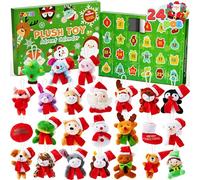 JOYIN Calendrier de l'Avent de Noël 2025 avec peluches, compte à rebours de 24 jours, animaux en peluche avec chapeaux de Père Noël, cadeaux de fête de Noël, jouets pour enfants garçons filles