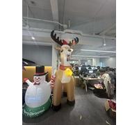 JOYIN Renne gonflable XXL (300 cm), décoration de Noël géante pour l'extérieur éclairée avec LED, grande figurine de jardin avec bonnet de Noël et cloche pour pelouse et jardin avant