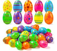 JOYIN Toy 24 pcs Plastique imprimé Lumineux Oeufs de pâques 6cm de Hauteur pour pâques Chasse, Panier Stuffers remplisseurs, Salle de Classe Prix, Remplissage et friandises Party Favor