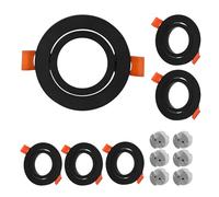 JOYINLED Lot de 6 spots encastrables ronds orientables en aluminium noir, diamètre du trou de montage 65 mm, spot de plafond avec douille GU5.3 pour LED/halogène