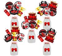 JOYMEMO 24pcs Boxing Birthday Center Pieces Autocollants Rouge Noir - Boxing Match Birthday Party Decor, Gants de Boxe Boxing Boxing Table Center Pieces Sport Party Supplies