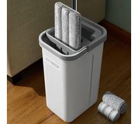 JOYMOOP Kit de lavage de sol plat avec seau et 3 tampons lavables