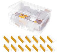 JOYOFREELY 100 Pièces Pinces Porte-étiquettes en Acrylique 25x13x11mm Dos Adhésif pour Usage Polyvalent et Solide, Support pour Panneaux de Signalisation et Étiquettes