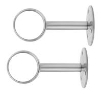JOYOFREELY 2 Pièces Support pour Tringle à Vêtements en Acier Inoxydable Argenté Siège à Bride Rond, Design Multifonctionnel et Gain de Place, Adapté Plafond et Mur pour Rideaux de 32mm