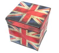 JOYOFREELY Panneaux de Densité et Tissu Non Tissé Tabouret Grosse Capacité Pliant, de Rangement, Motif Drapeau Britannique pour Chambre D'garçon et Filles Salon