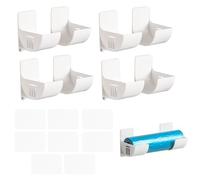 JOYOLA 4 Paires Film Alimentaire Support Rangement Porte Armoires de Cuisine Porte Boîte de Rangement Organiseur de Sac Poubelle Mura étagère Murale Autocollante pour Armoire Salle de Bains