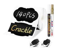 Joyoldelf Lot de 140 étiquettes autocollantes pour tableau noir, étiquettes de tableau avec 2 marqueurs à craie, étiquettes autocollantes pour la cuisine, pots à épices, confiture, bouteilles