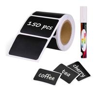 Joyoldelf Lot de 150 étiquettes de tableau noir réutilisables étanches pour cuisine avec 1 stylo à craie blanc, étiquette amovible pour décorer votre garde-manger, bureau (rectangulaire)