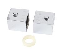 JoyousMall Paire de poignées de douche thermostatiques carrées finition chromée pour mitigeur de baignoire SMA avec butée à vis sans tête pour bouchon d'extrémité en plastique argenté 3,75 cm