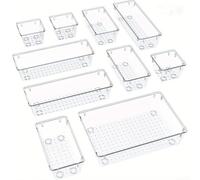 JoyousMall Tiroirs de rangement transparents en plastique pour maquillage - Organiseur de bureau - Rangement de la maison - 18 x 15 cm - Lot de 10