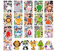 JoyPlus Lot de 48 Autocollants Animaux pour Enfants, Autocollants pour Créer des Visages, Autocollants à Faire Soi-même pour Enfants, Cadeaux d’Anniversaire Jouets Éducatifs Garçons Filles 3 4 5 6 Ans