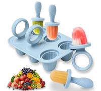 JoyPlus Moule à Glace pour Bébé, 6X 17ML Mini Moule Crème Glacée en Silicone sans BPA, Moules à Popsicle Enfant avec Bâtonnets,Glace Maison Moule pour Popsicles, Crèmes Glacées, Sorbets (Bleu)