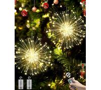 Joysing Guirlande Lumineuse 2 Pièces 180 LED Lampe de Feu d'Artifice à Piles avec Télécommande, 8 Modes Lumières Décoratives de Feux d'Artifice Étanche pour Exterieure Interieur