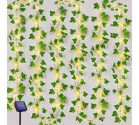 Joysing Guirlande Lumineuse Solaire Lierre Artificiel Guirlande | 10M 100 LED 8 Modes Guirlande Lierre avec Lumière Étanche Lumiere Solaire Exterieur pour Jardin Fête Chambre Decoration