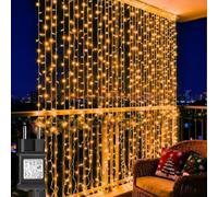 Joysing Guirlandes Lumineuses Rideau 3m x 3m 300 LED Rideau Lumineux | avec Transformateur Timer, 8 Modes Guirlande Lumineuse Noel IP65 Étanche Lumiere Noel Pour Interieur Exterieure