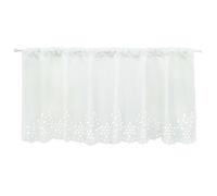 Joyswahl Carmen Rideaux Brise Bise Semi-Transparent Fleurs Découpée Passe Tringle Cuisine Bureau Chambre 1 Pièce Blanc HxL 30x120cm