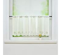 Joyswahl Carmen Rideaux Brise Bise Semi-Transparent Fleurs Découpée Passe Tringle Cuisine Bureau Chambre 1 Pièce Blanc HxL 45x120cm